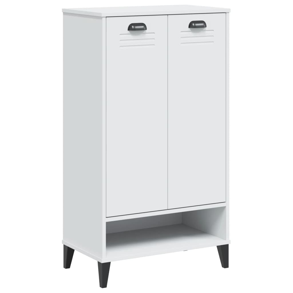 vidaXL White Shoe Cabinet - Solid Pine Wood with Storage Shelf, Organizer for Hallway/Entryway, 23.6x13.8x42.1