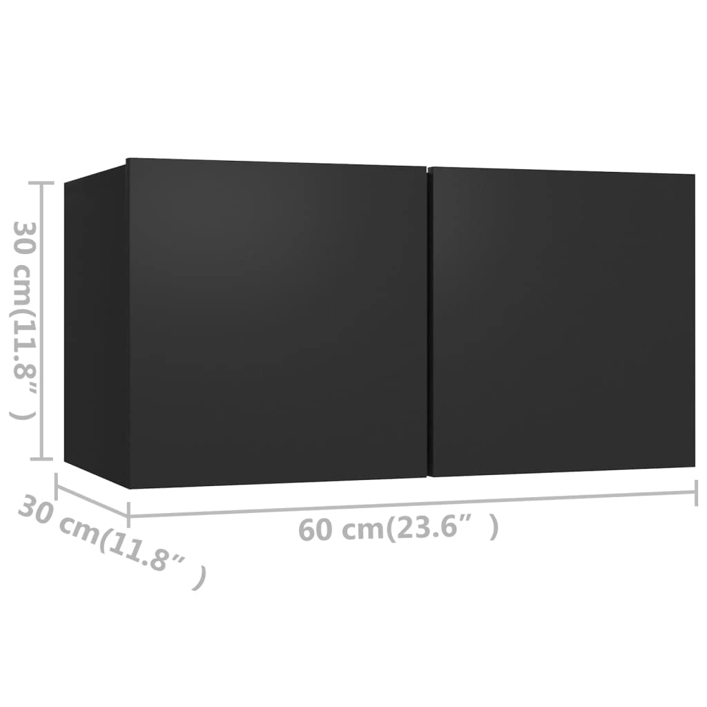 vidaXL TV Cabinet Set 6 Piece Home Living Room Furniture TV Stand HiFi Stereo Cabinet Media Unit Entertainment Center Black Engineered Wood