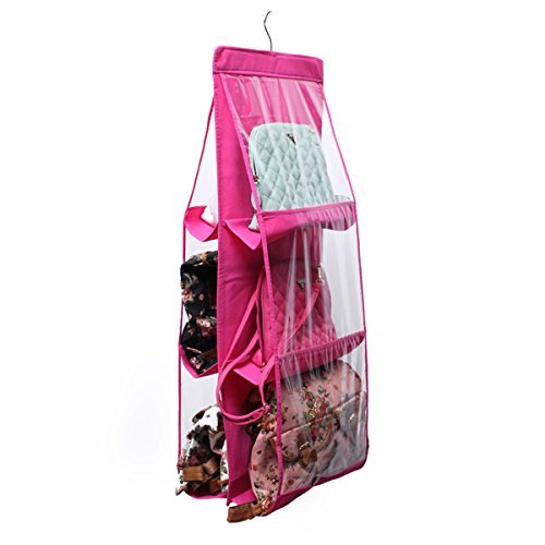 Hemjex Hanging Handbag Organizer DustProof Storage Holder Bag Wardrobe Closet For Purse Clutch With 6 Pockets