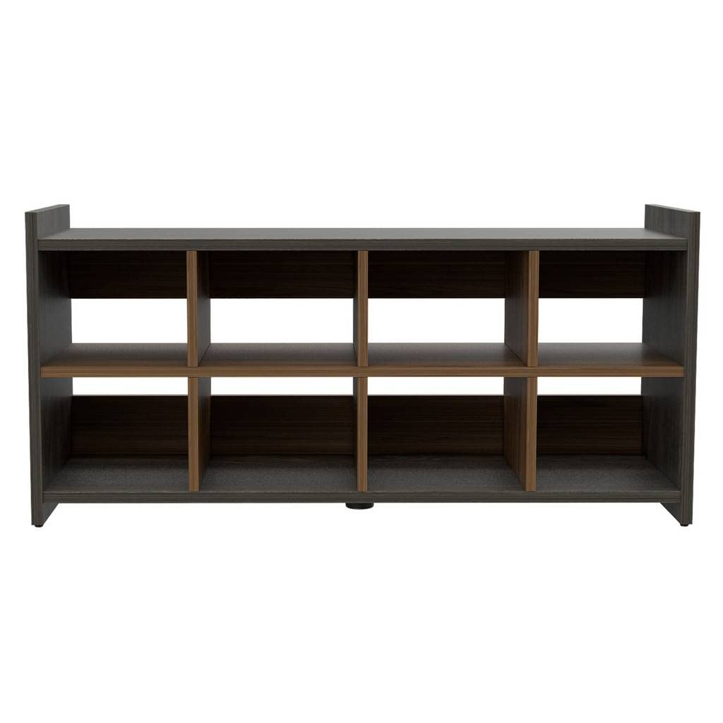 HomeRoots Espresso - Mahogany Modern Espresso and Mahogany Eight Pair Shoe Rack Storage Unit