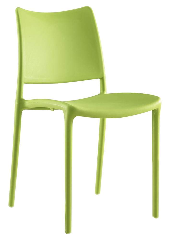 Modway Hipster Contemporary Modern Molded Plastic Stacking Four Dining Chairs in Green