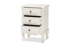 Baxton Studio Callen Classic and Traditional White Finished Wood 3-Drawer Nightstand