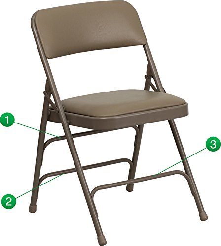 Flash Furniture Hercules Series Curved Triple Braced & Double Hinged Beige Vinyl Upholstered Metal Folding Chair