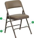 Flash Furniture Hercules Series Curved Triple Braced & Double Hinged Beige Vinyl Upholstered Metal Folding Chair