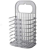 nunki trend Wall Hanging Laundry Basket Clothes Hanger Dirty Hamper Clothes Storage Basket Folding & Adjustable Hanging Hook Spa