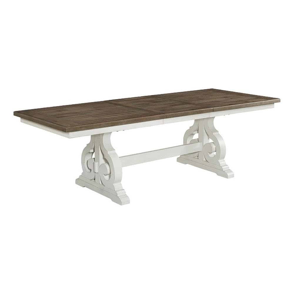 Intercon Drake 76-98&quot; Wide Trestle, Rustic White & French Oak Dining Tables