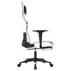 vidaXL Faux Leather Gaming Chair with Adjustable Backrest and Footrest, 360-degree Swivel Design, Easy to Assemble, White and Black