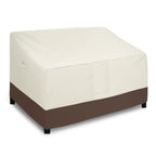 Easy-Going Waterproof Outdoor Loveseat Cover, Heavy Duty Outdoor Couch Cover, Windproof Outdoor Bench Cover, Durable Outdoor Furniture Cover (54Wx38Dx35H Inch, Beige/Dark Brown)