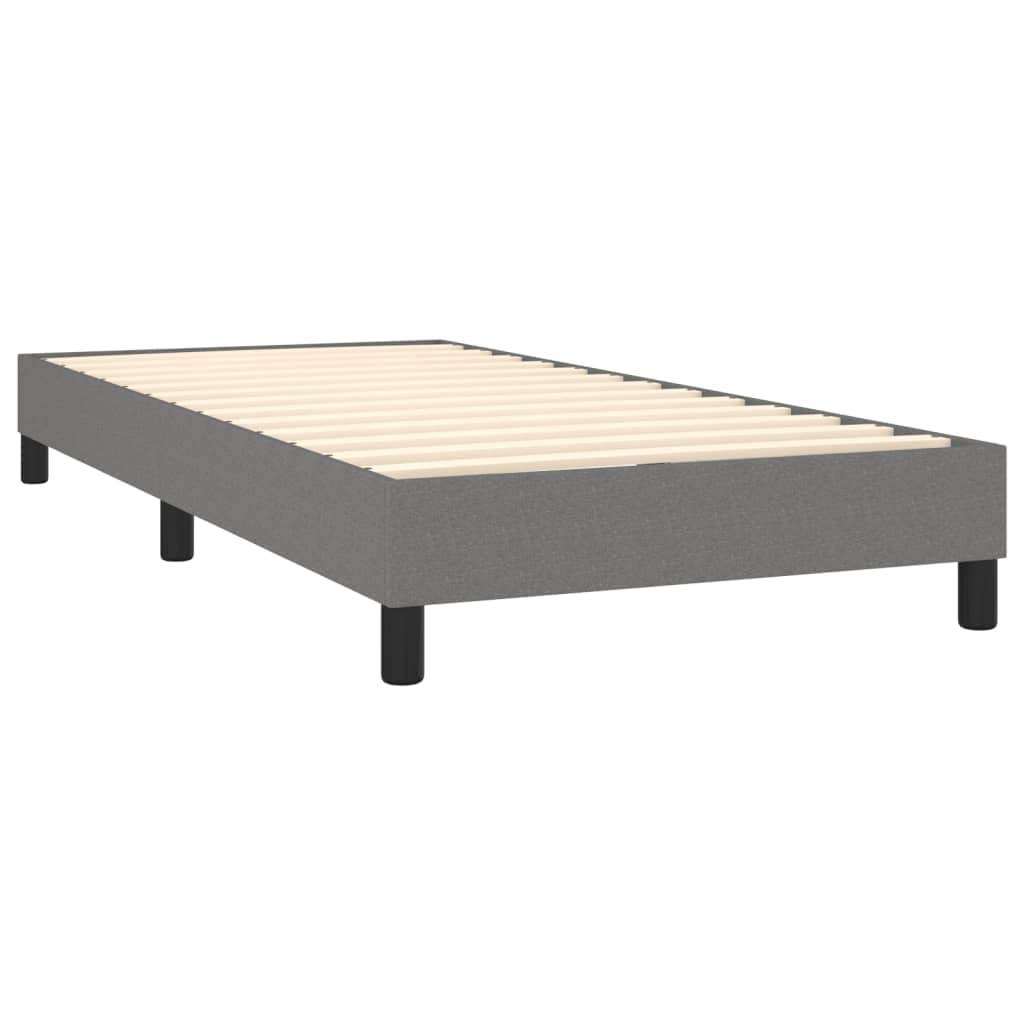 vidaXL Dark Gray Box Spring Bed Frame - Twin XL with Supportive Plywood Slats, Sturdy Legs and Durable Fabric, Ideal for Bedroom