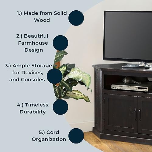 Martin Svensson Home Tv Stand - Rustic Espresso Entertainment Center - Farmhouse Style - Large Versatile Cabinet Provides Ample Storage