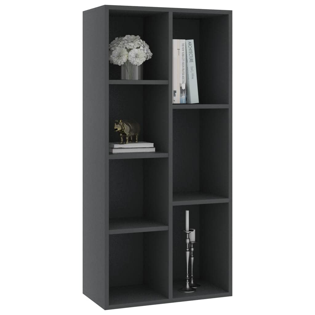 vidaXL Book Cabinet Gray 19.7&quot;x9.8&quot;x41.7&quot; Chipboard