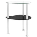 vidaXL 322786 2-Tier Side Table Transparent & Black 38x38x50cm Tempered Glass