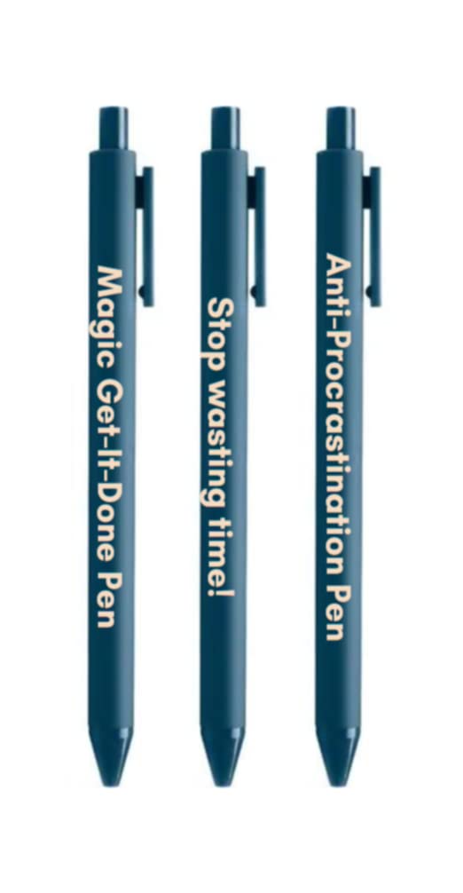 Anti-Procrastination Pen Set | Gel Click Pen Gift Set | 3 Pens In Navy