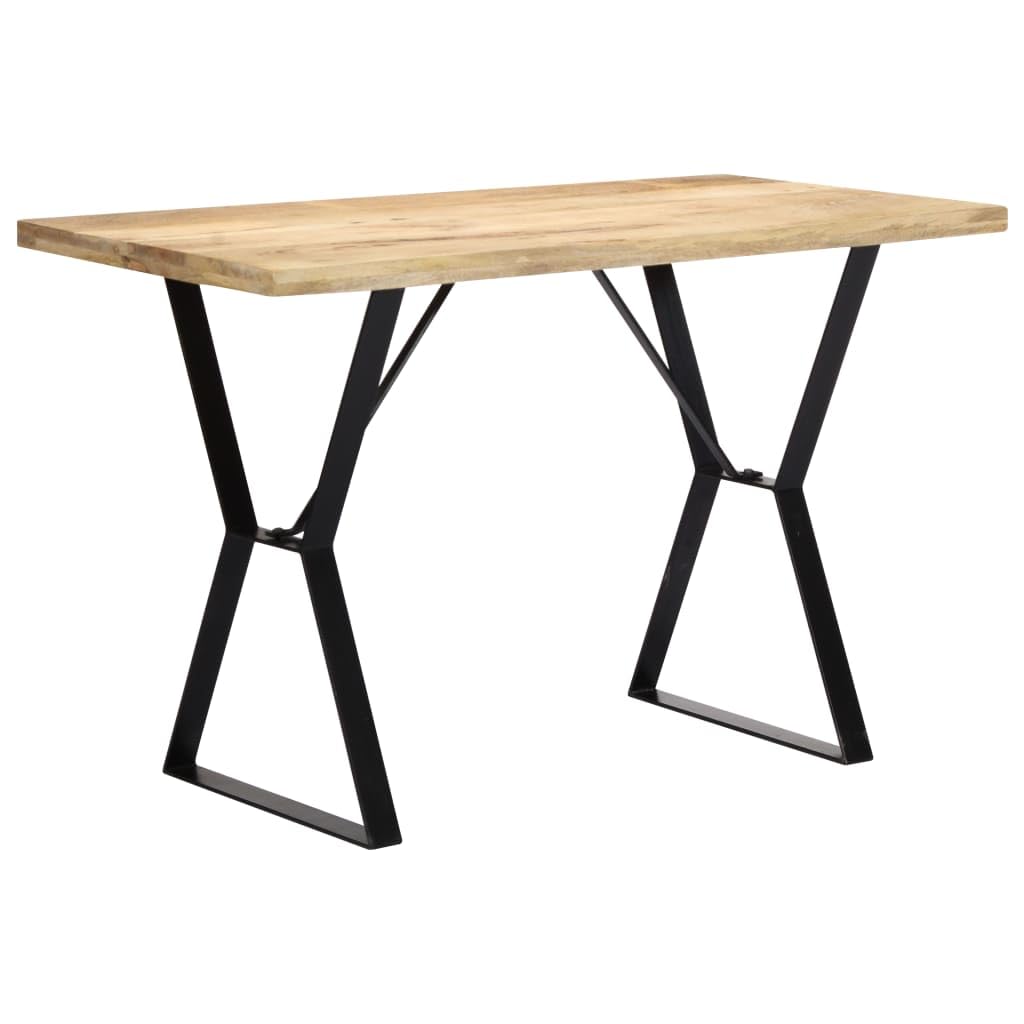 vidaXL Industrial-Style Dining Table- Solid Mango Wood- Powder-Coated Iron Legs- Stable, Durable, Unique Grain- 47.2&quot;x23.6&quot;x29.9&quot;
