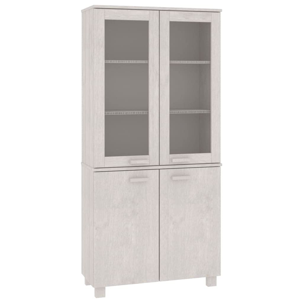 vidaXL Solid Pine Wood and MDF Highboard Hamar Collection in White – Ample Storage Side Cabinet with Shelves and Doors for Spacious Interior Organization