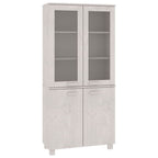 vidaXL Solid Pine Wood and MDF Highboard Hamar Collection in White – Ample Storage Side Cabinet with Shelves and Doors for Spacious Interior Organization