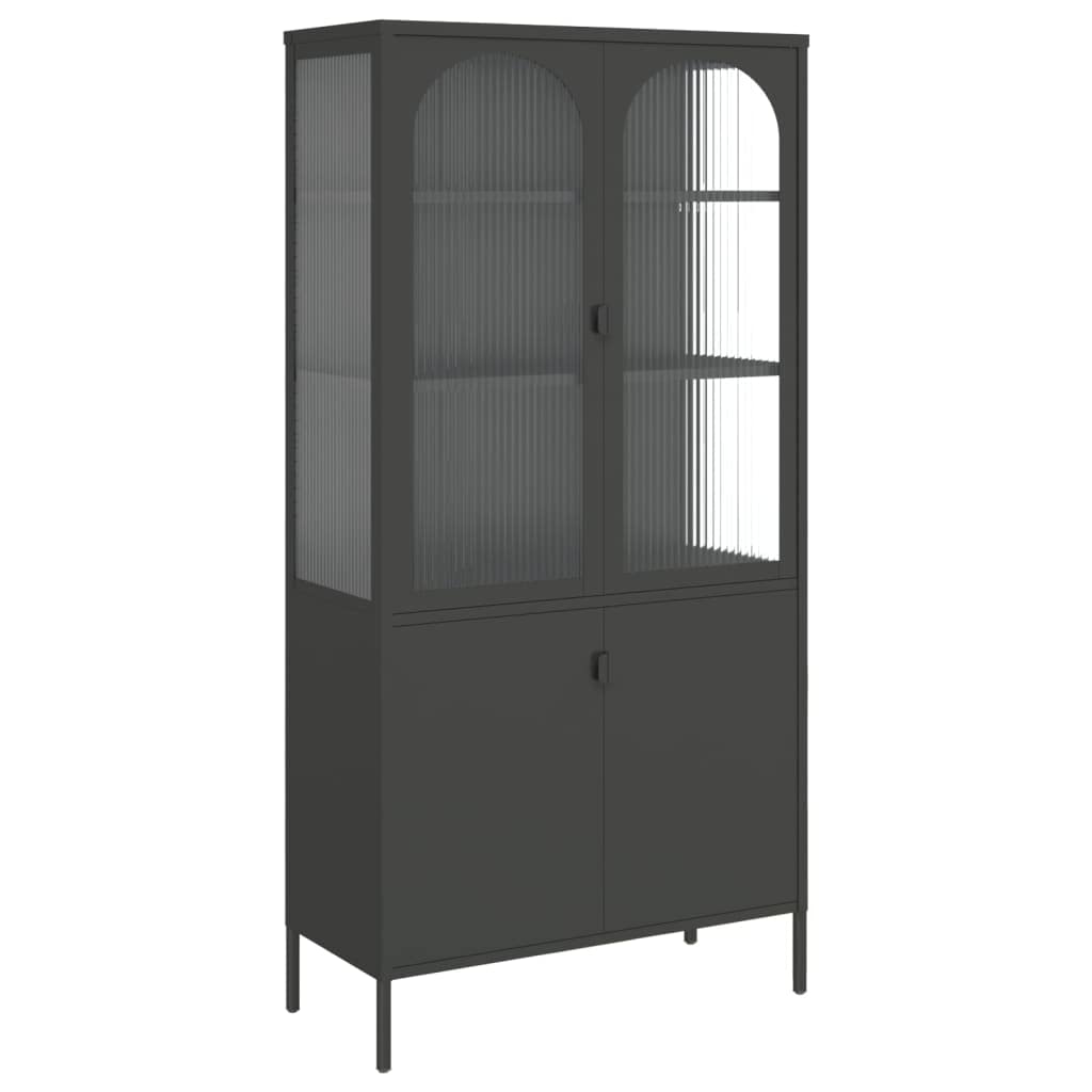 vidaXL Highboard Black 35.4&quot;x15.7&quot;x70.9&quot; Glass and Steel