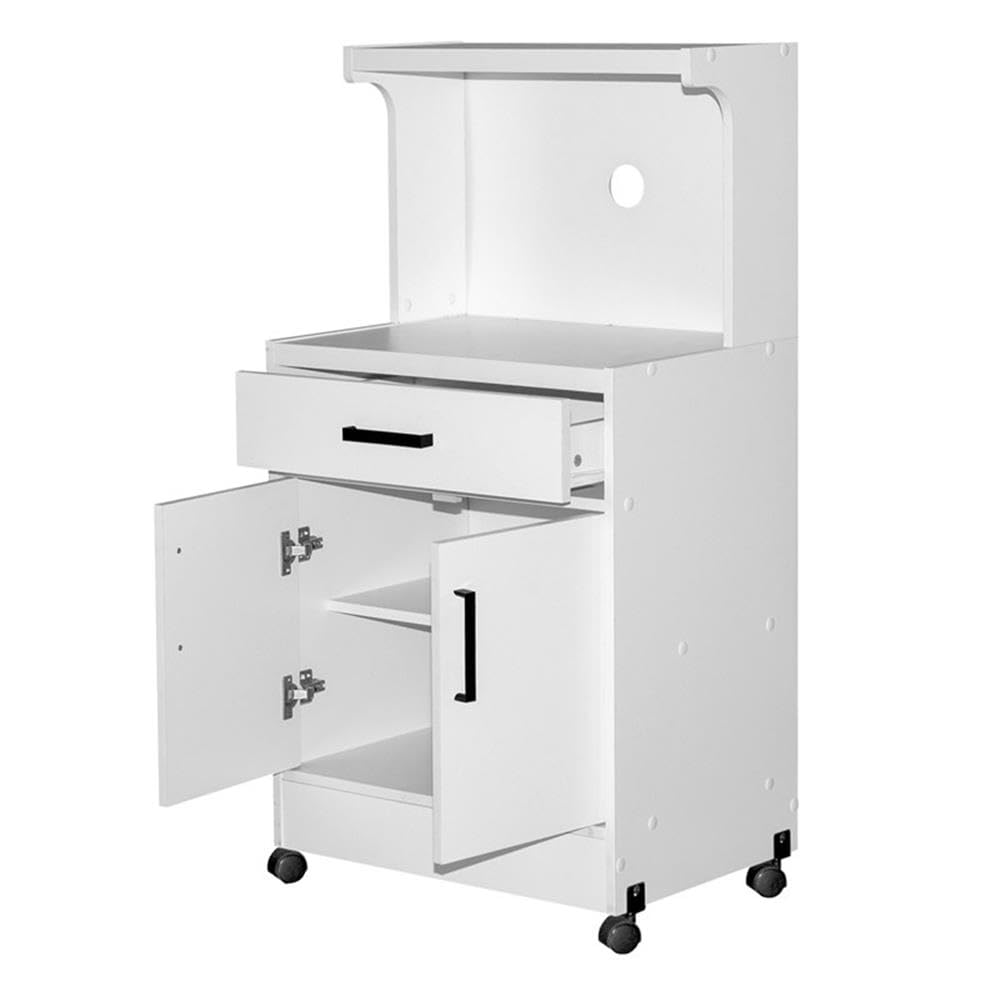 Better Home Products Shelby Kitchen Wooden Microwave Cart in White