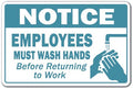 Notice Employees Must Wash Hands Novelty Sign | Indoor/Outdoor | Funny Home D  cor for Garages, Living Rooms, Bedroom, Offices |