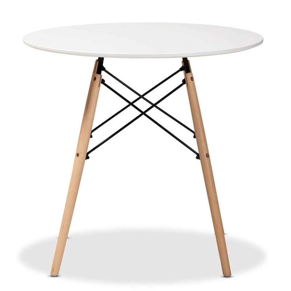 Baxton Studio Varen Modern and Contemporary White Finished Polypropylene Plastic and Oak Brown Finished Wood Dining Table