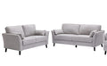 Lilola Home Damian Light Gray Velvet Fabric Sofa Loveseat Living Room Set
