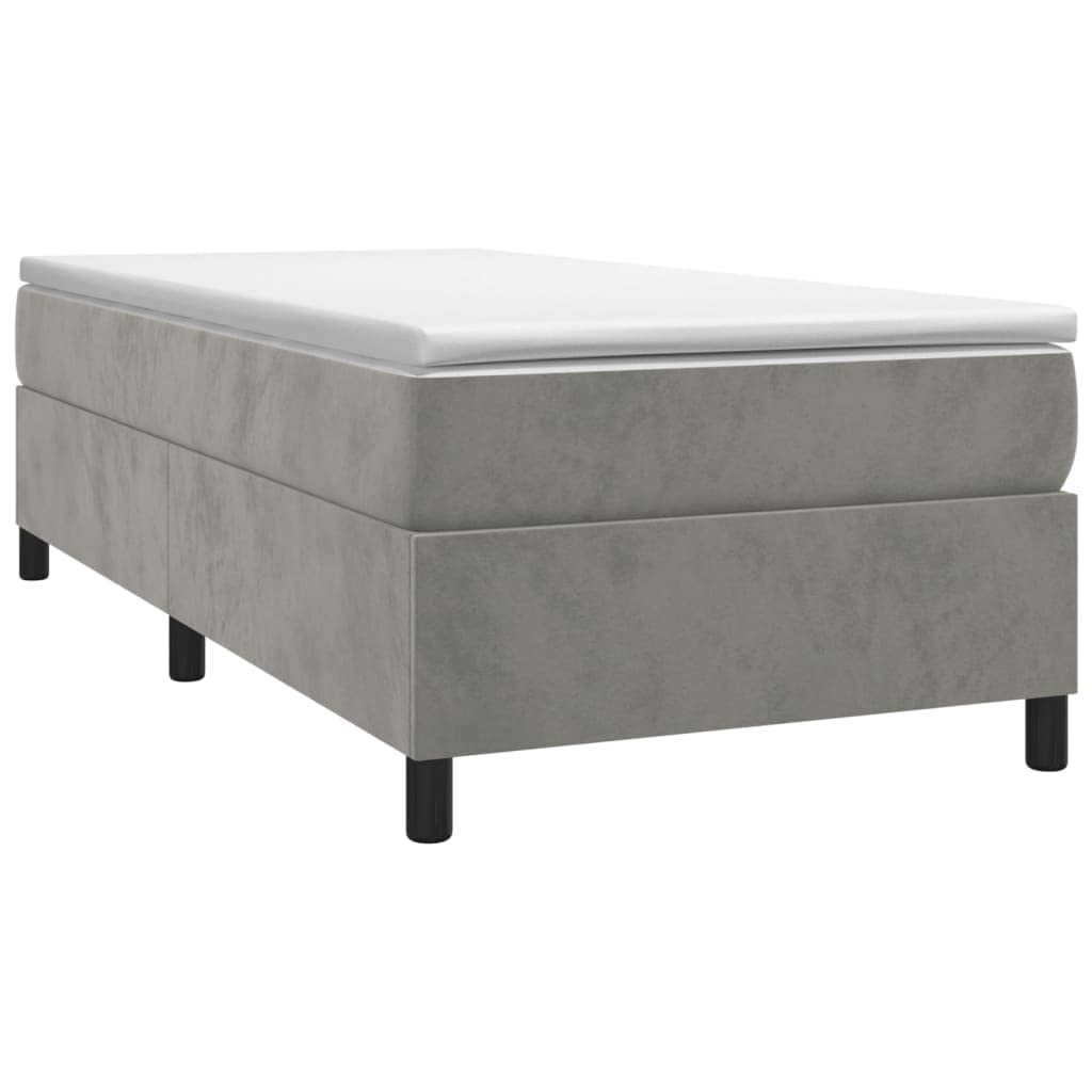 vidaXL Light Gray Velvet Twin XL Box Spring Bed Frame - Stylish Bed Room Furniture with Comfy Sleep Convenience