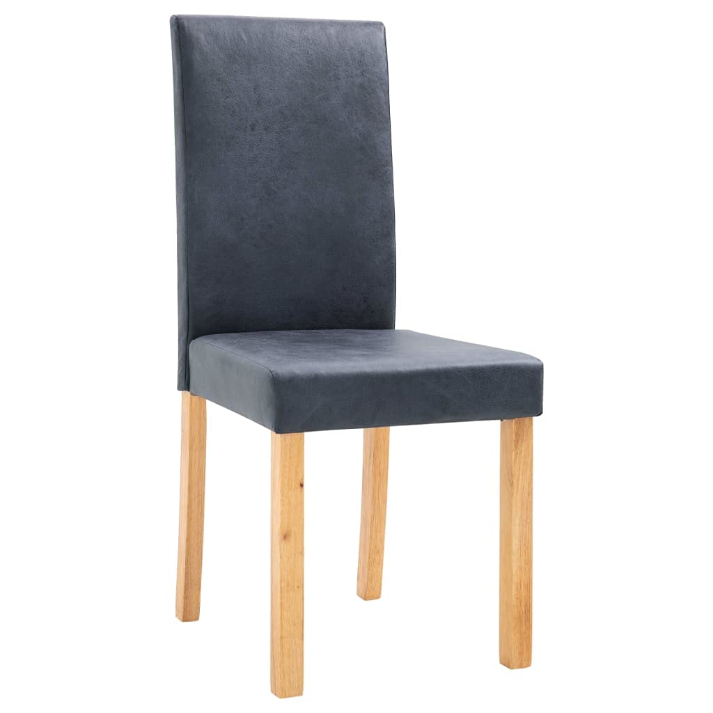 vidaXL Set of 4 Dining Chairs in Chic Gray Faux Suede Leather - Trendy and Comfortable with Strong Wooden Frame, Perfect for Modern Kitchen or Dining Room Decor