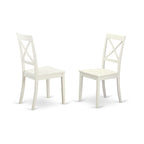 East West Furniture DLBO5-WHI-W 5 Piece Kitchen Table Set for 4 Includes a Round Dining Room Table with Dropleaf and 4 Solid Wood Seat Chairs, 42x42 Inch, Linen White