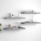 Vidaxl Floating Wall Shelves 4 Pcs Gray 23.6''X9.3''X1.5'' Mdf