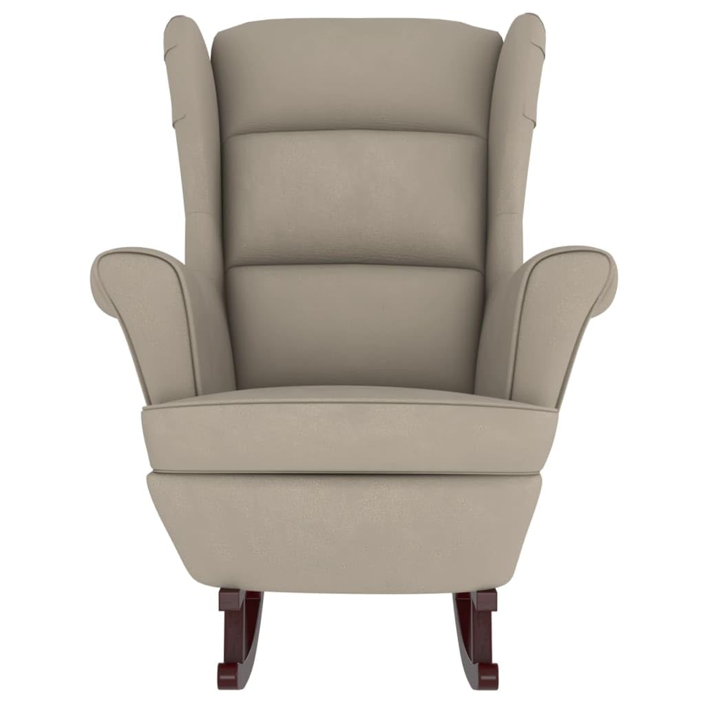 vidaXL Rocking Chair Legs Rocking Reclining Seat Armchair Living Room Furniture Rubber Wood Velvet Light Grey