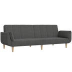 vidaXL 2-Seater Sofa Bed w/Pillows - Dark Gray Fabric Convertible Couch for Home Office/Living Room