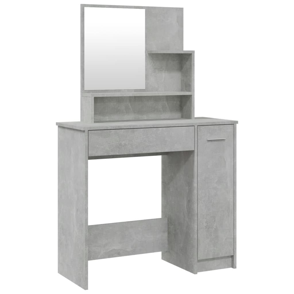 vidaXL Dressing Table with Mirror Mirrored Dressing Jewellery Cosmetic Makeup Vanity Desk Table Furniture with Drawer Storage Concrete Gray