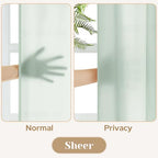 Homeideas Non-See-Through Sage Green Privacy Sheer Curtains 52 X 96 Inches Long 2 Panels Sheer Curtains Light Filtering Window Curtains Drapes For Bedroom Living Room