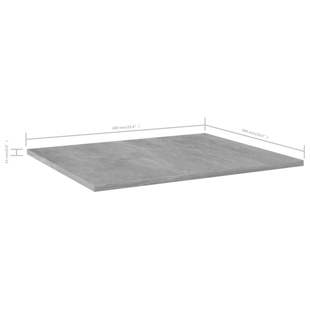 vidaXL Versatile Bookshelf Boards - 4 Pieces Set, Engineered Wood, Concrete Gray, Easy to Clean, Replacement or Additional Storage