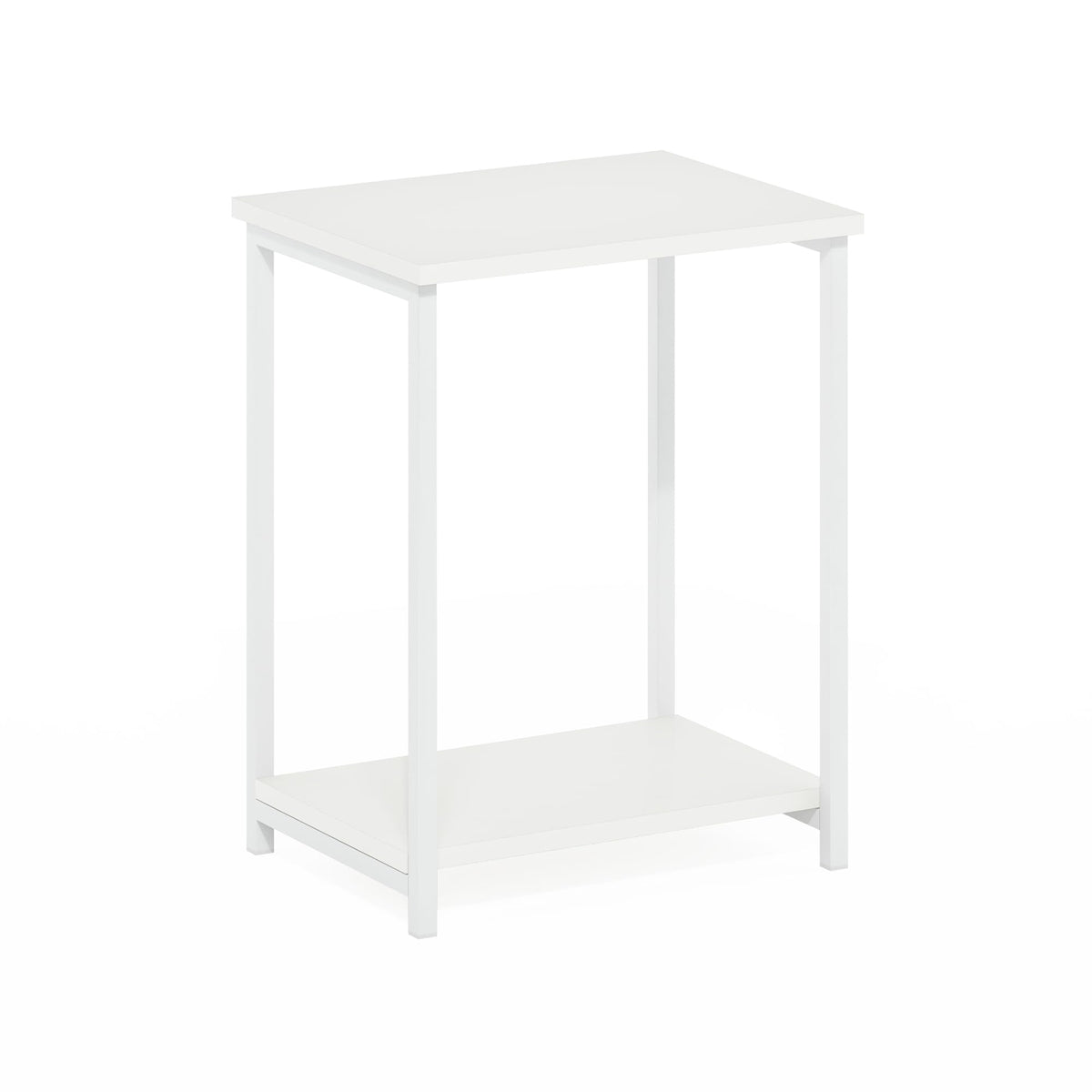 Furinno Simplistic Industrial Metal Frame End Table, 1-Pack, White/White