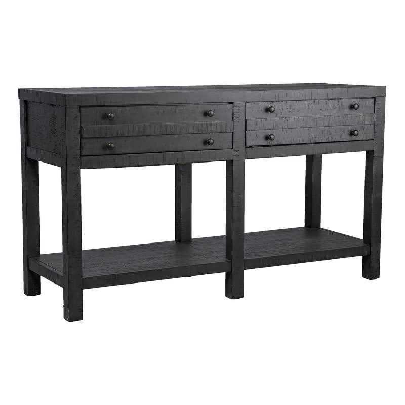 Best Quality Furniture CT490 Console Table, Rustic Dark Gray Oak