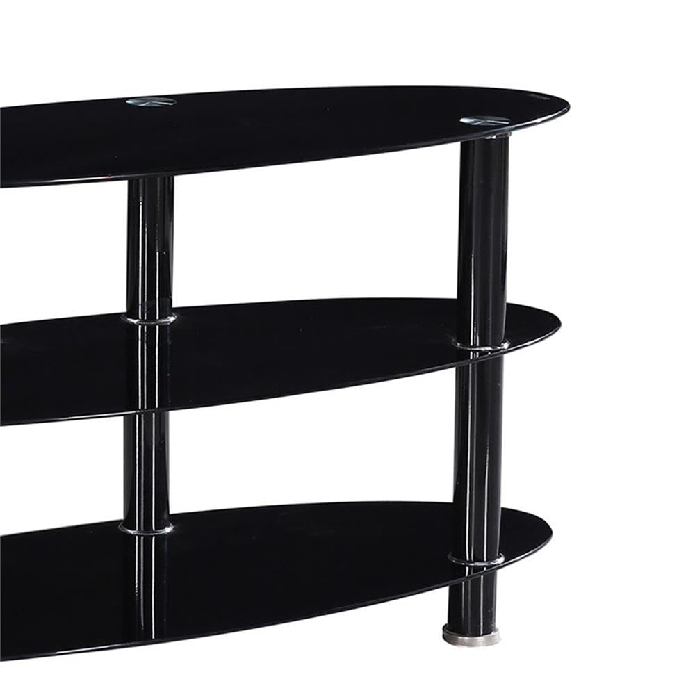 Better Home Products Neo Oval Tempered Glass Tv Stand For 40-Inch Tv In Black