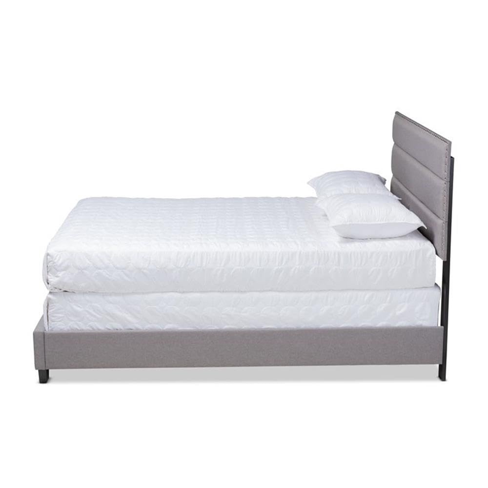 Baxton Studio Ansa Modern and Contemporary Grey Fabric Upholstered Queen Size Bed