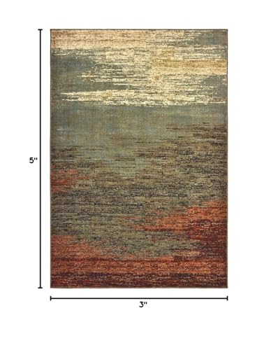 HomeRoots Polypropylene 3’x5’ Blue and Brown Distressed Area Rug