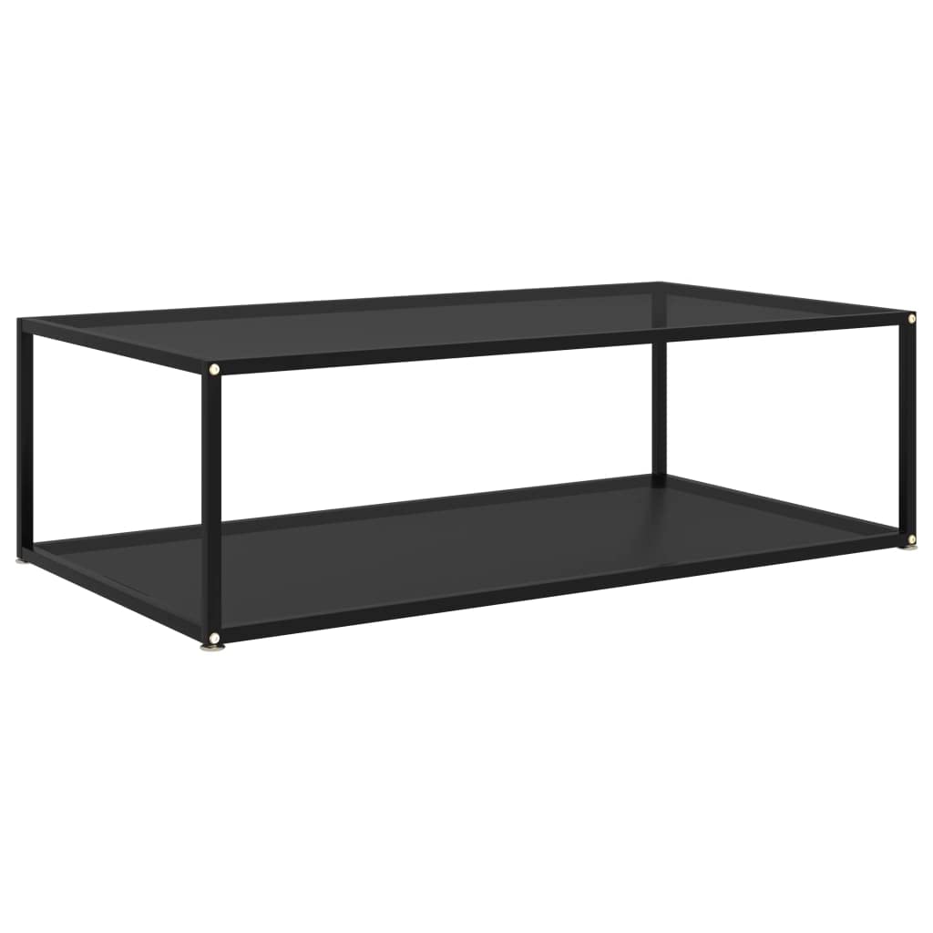 vidaXL Modern Coffee Table in Black Tempered Glass with 2-Layer Design and Robust Powder-Coated Steel Structure