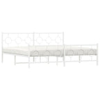 vidaXL White King Bed Frame with Headboard/Footboard - Steel Metal Bedroom Furniture, 76"x79.9" Mattress Support