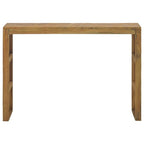 vidaXL Solid Teak Wood Console Table - 43.3"x13.8"x29.5" with Erosion Finish, Rustic Brown Entryway/Hallway Sideboard with Industrial 3D Shaped Legs