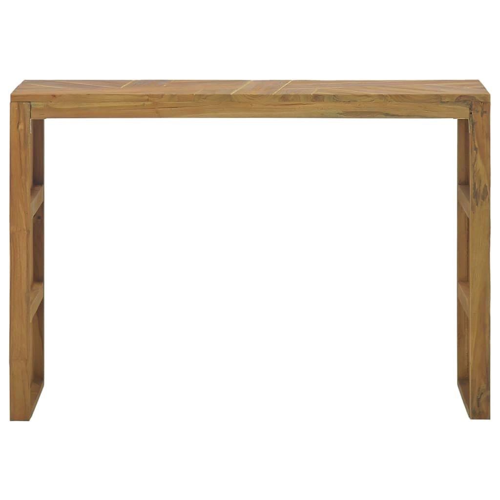 vidaXL Solid Teak Wood Console Table - 43.3"x13.8"x29.5" with Erosion Finish, Rustic Brown Entryway/Hallway Sideboard with Industrial 3D Shaped Legs