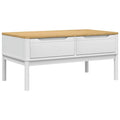 vidaXL - Floro Coffee Table White Solid Pine Wood - Rectangular Modern Side Table with 2 Drawers - 39 x 21.9 x 17.7