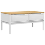 vidaXL - Floro Coffee Table White Solid Pine Wood - Rectangular Modern Side Table with 2 Drawers - 39 x 21.9 x 17.7