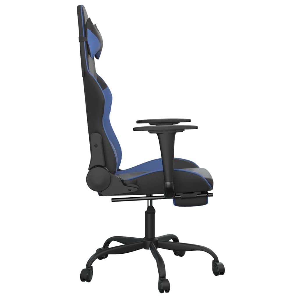 vidaXL Gaming Chair with Footrest - Adjustable Black & Blue Faux Leather Gaming Chair with Foam Filling - Durable & Comfortable Computer Chair for Improved Gaming Experience