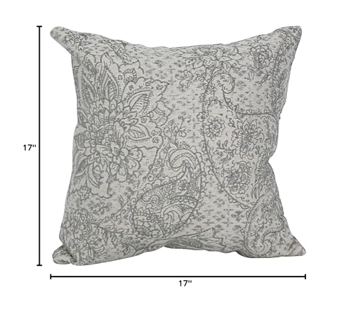 Blazing Needles Square Jacquard Throw Pillow, 17", Paislfrt Mica