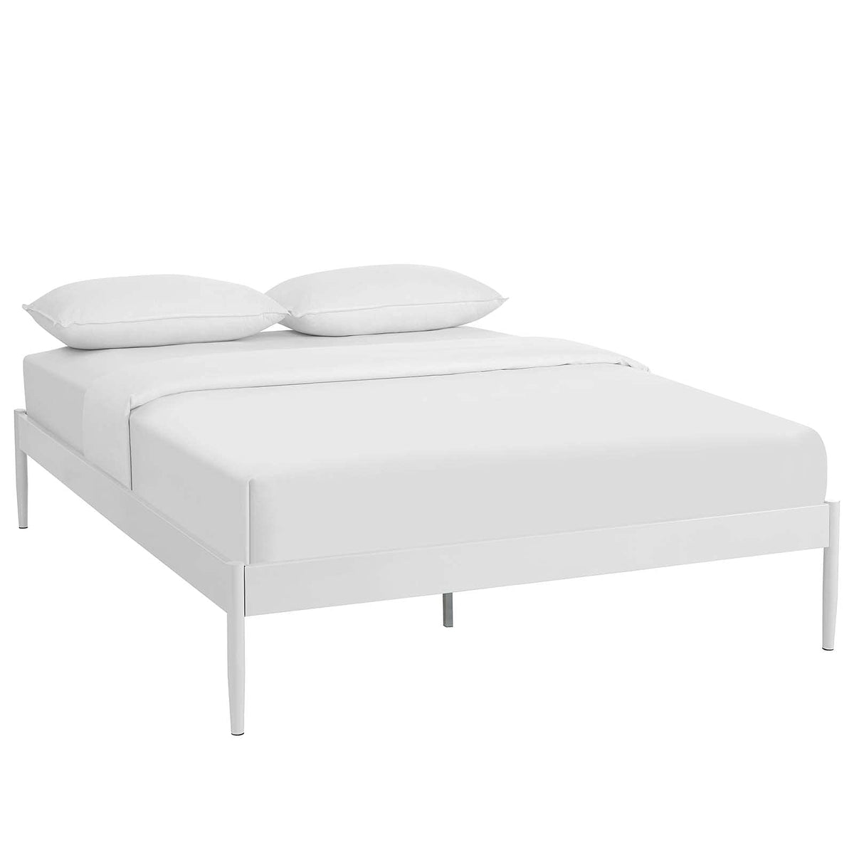 Modway Elsie Modern Metal King Platform Bed Frame Mattress Foundation With Slat Support In White