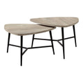 Monarch Specialties I 7939P Table Set, 2pcs Set, Coffee, End, Side, Accent, Living Room, Metal, Laminate, Beige, Black, Contempo