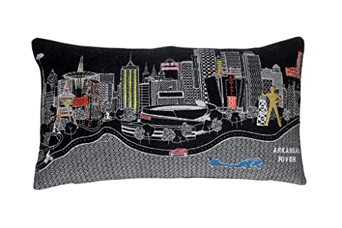 HomeRoots Grey 24' Black Tulsa Nighttime Skyline Lumbar Decorative Pillow